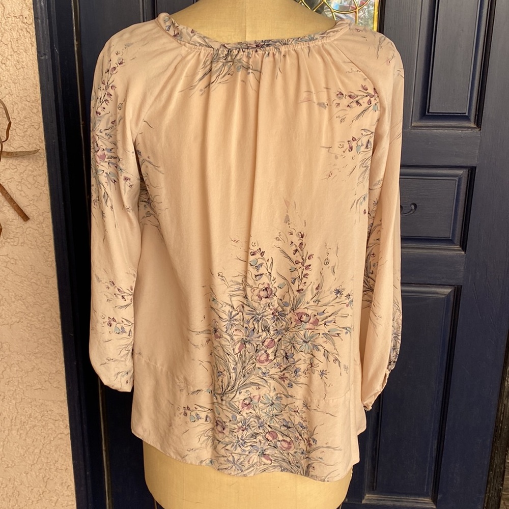 Y2K Rebecca Taylor Lilac Floral long-sleeve SILK Peasant Top garden core fairy